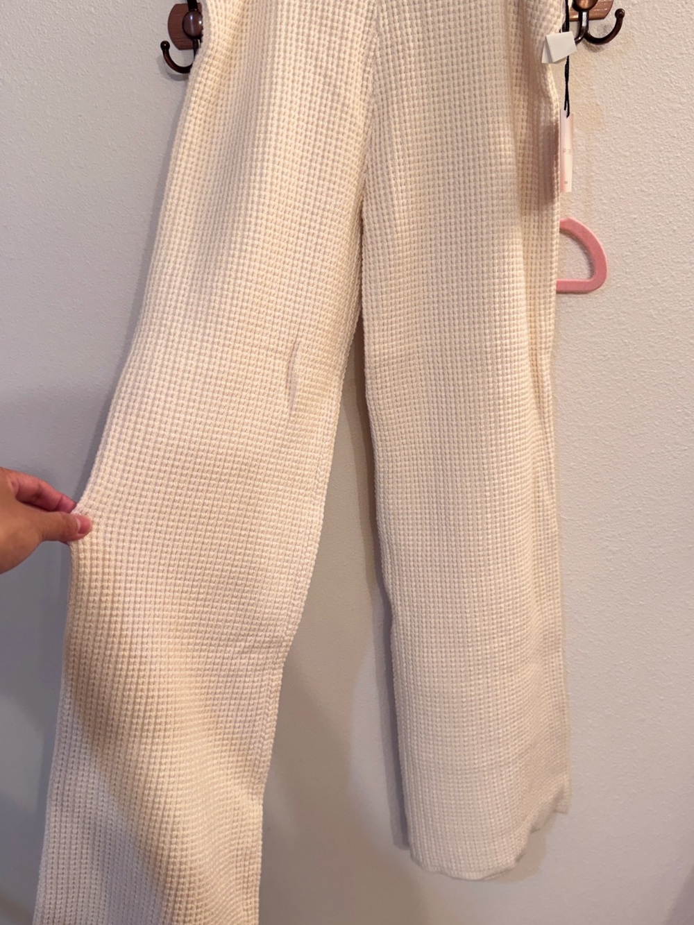 NWT!Happily Grey Cream Waffle Knit cozy Pants